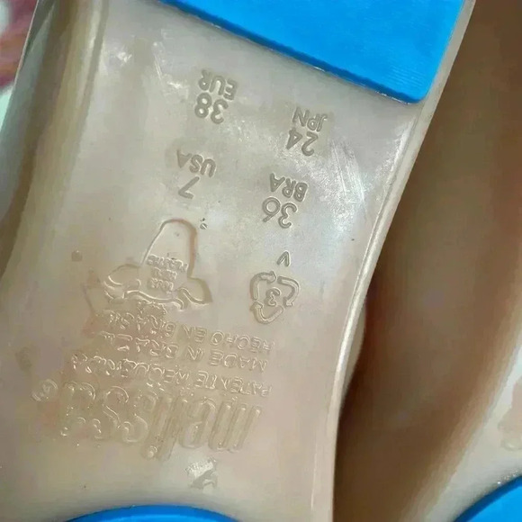 Mini Melissa Lance AD BEIGE/RED/BLUE Ballet Flats Size 7 - Picture 10 of 10